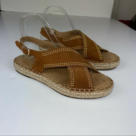Aerosoles Brown Studded Leather Strappy Espadrille 7.5 - Picture 4 of 14